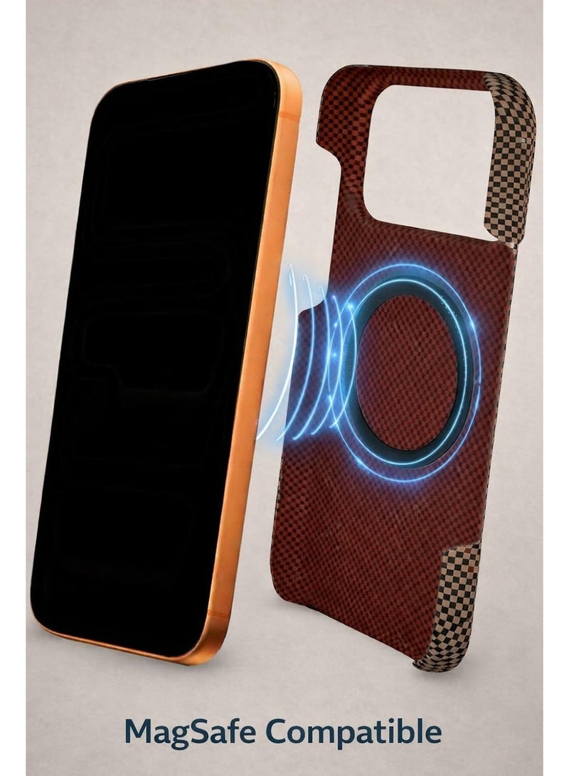 فوني Phoni Ultra Slim Magnetic Case for iPhone 17 Pro Max, Compatible with MagSafe, Thin Lightweight Matte Phone Case, Carbon Fiber Style Texture, Raised Camera Protection (Smoked Cocoa – Brown Carbon) - Image 3